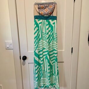 Flying Tomato Strapless Embroidered Maxi Dress